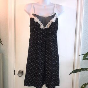 Vintage California Dynasty Polka Dot Lace Nightie Size Med